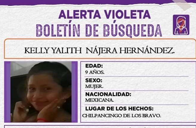 Alerta violeta nina desaparecida Chilpancingo